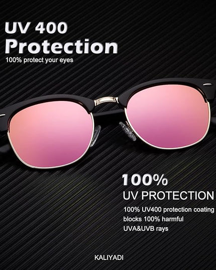 KALIYADI Polarized Sunglasses for Men and Women Semi-Rimless Frame Driving Sun glasses UV Blocking