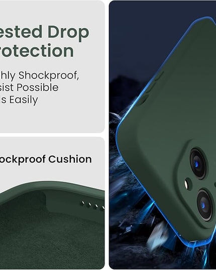 FireNova Designed for iPhone 14 Case, Silicone Upgraded [Camera Protection] Phone Case with [2 Screen Protectors], Soft Anti-Scratch Microfiber Lining Inside, 6.1 inch, Alpine Green