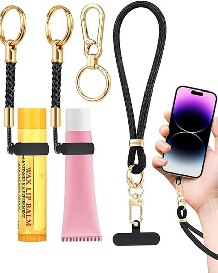 Phone Lanyard for Cellphone Case, Phone Wrist Strap for Case, With Lip Balm Holder Keychain Cap