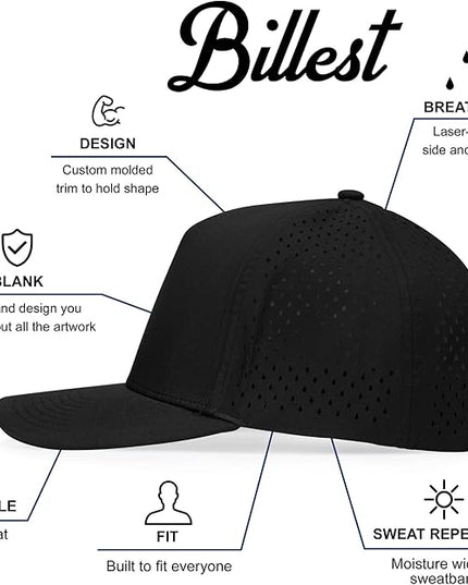 Billest Gilbert Performance 5‑Panel Snapback Hat – Adjustable Flat‑Bill Cap for Men & Women | Breathable and Lightweight