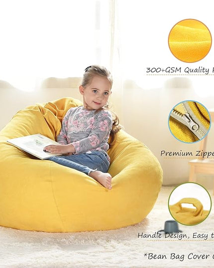 YuppieLife Stuffed Animals Bean Bag Chair Cover Candy-Colored Bean Bag（Just Cover, No filling）/Large Stuff 'n Sit Organization/Toy Storage Bag/Kids Toys Organizer（38'',Ginger）