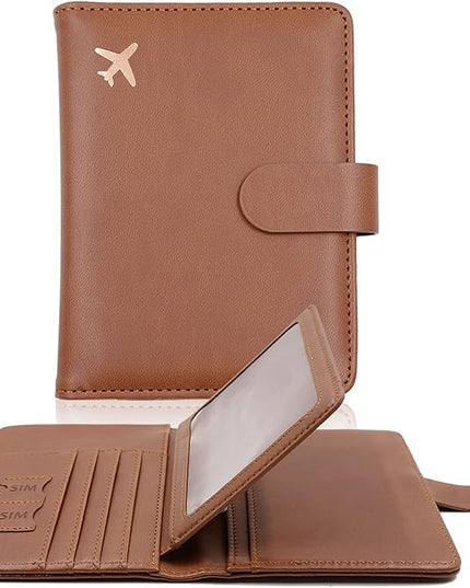Melsbrinna Rfid Passport Holder for Travel women/Men, Cute Passport Wallet Rfid Blocking Card Slots, Rfid Passport Cover/CaseTravel Wallet, Passport Book Holder (1, Brown)