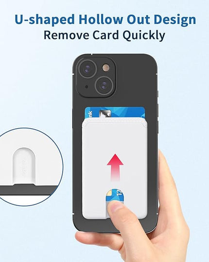 Senose Phone Wallet Stick On, Cell Phone Card Holder Credit Card Holder for Back, Phone Pocket Pouch Compatible for iPhone 12/11/X/XS Smartphones, 3 Pack (Black,White,Pink)