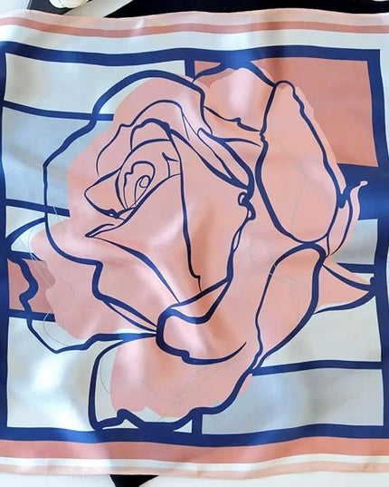 ANDANTINO 100% Pure Mulberry Silk Small Square Scarves -21'' x 21''- Digital Printed Neckerchief –Women Men Lightweight Scarf