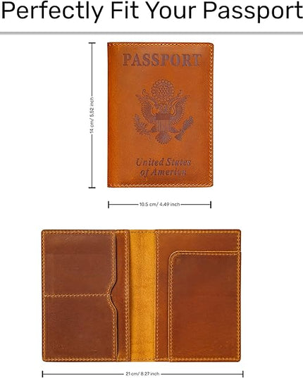 HIFA Leather Passport Holder, Handmade Passport Cover with Card and Ticket Slot - Genuine Leather, Elegant Design, Easy Access - Passport Case, Passport Wallet, Passport Holder