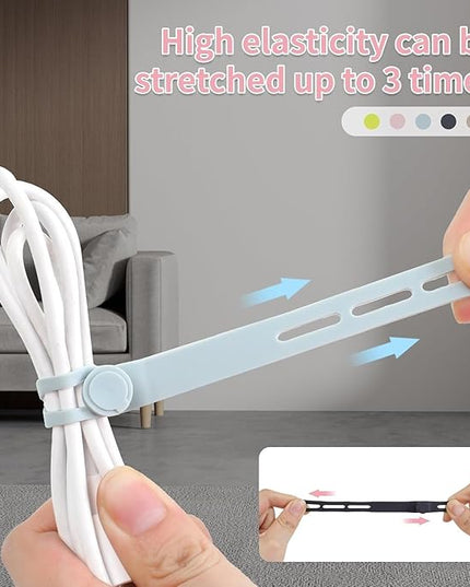 Oligei 100 Pcs Silicone Cable Ties, Cable Ties Reusable, High Elasticity Cord Wraps for Electrical Cords, Cord Organizer for Earphone, Phone Charger(Colorful)