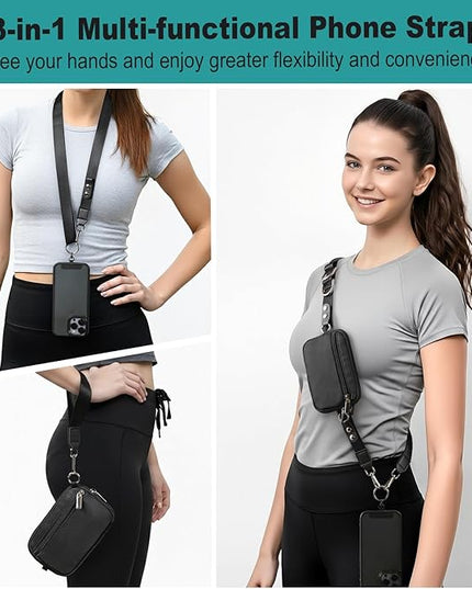 Upgrade Clip and Go Phone Lanyard Crossbody with RFID Shielding Wallet, Lanyard for Keys Glasses Accessories, Anti-theft and Privacy Protection Design, Adjustable Phone Strap Wrist Strap for Travel.