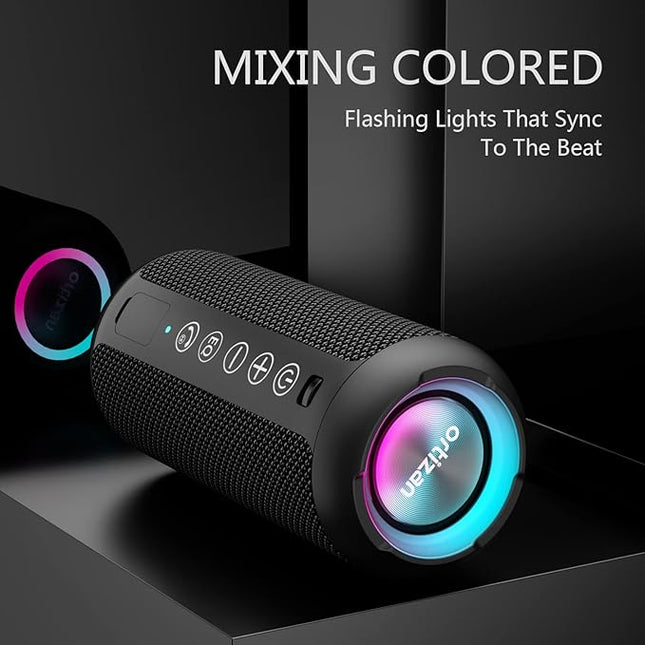 Ortizan Portable Bluetooth Speaker: IPX7 Waterproof, Wireless, Big Sound, Deep Bass, Dual Pairing, 30H Playtime, Valentines Day Gifts for Him, Birthday Gifts for Men Women, Adult White Elephant Gifts