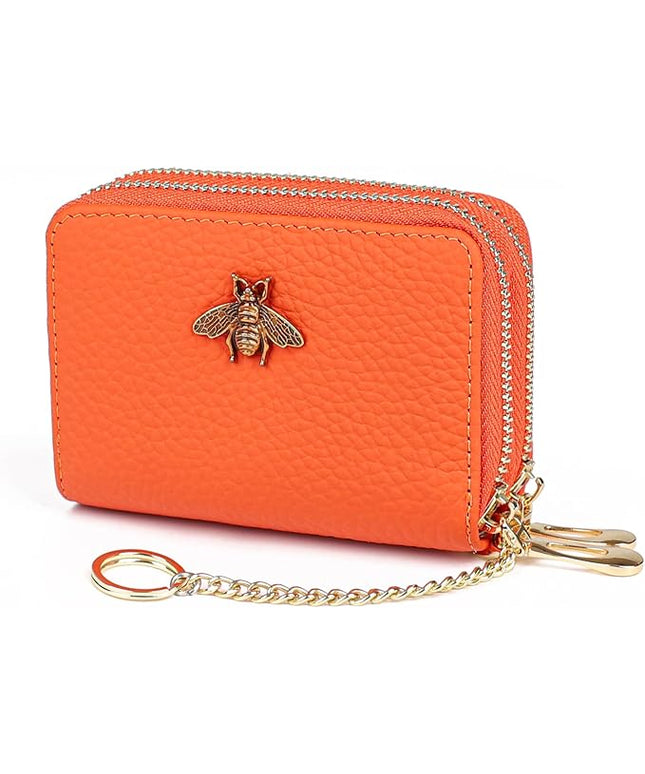imeetu RFID Credit Card Holder, Small Leather Zipper Card Case Wallet for Women