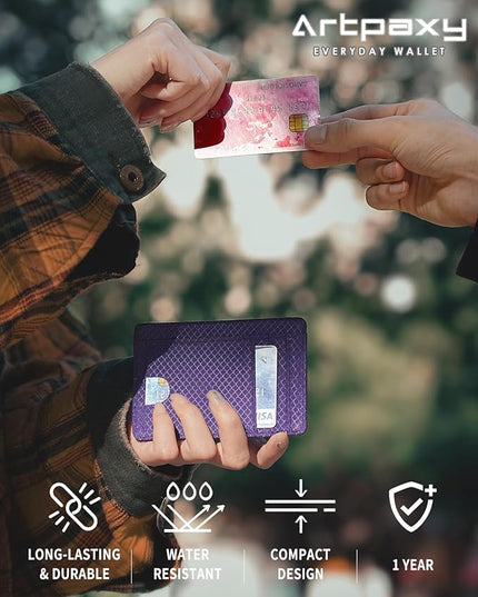 Artpaxy Slim Wallet for Men & Women, Minimalist Front Pocket Card Holder for Travel, RFID Blocking, Water Resistant Nylon Wallet for ID & Cash & Credit Card