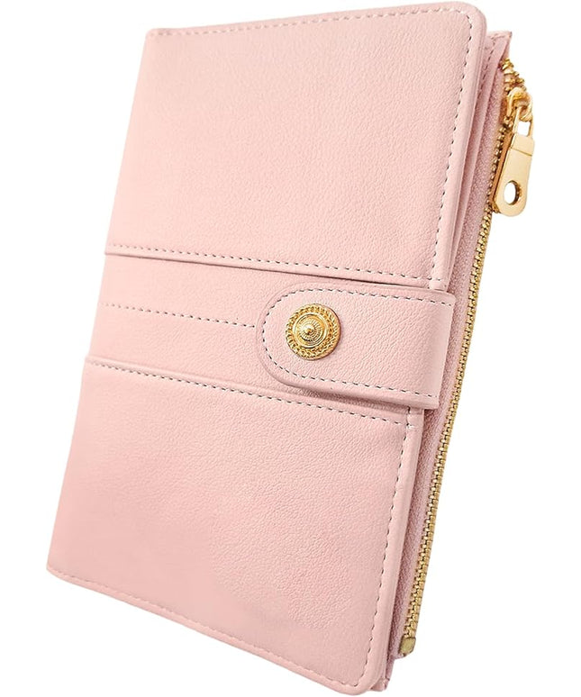 elzama Passport Holder for Travel Women, RFID Passport Wallet with Zipper Pocket, Credit Card, Pen, Sim Card, Cash, Coins Holders, Travel Passport Wallet with Zipper, Pink