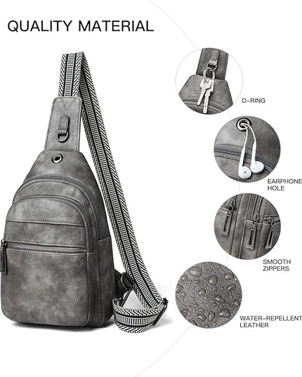 Sling Bag For Women Faux Leather Small Casual Daypack Backpack Fanny Pack Crossbody Chest Bags Purse