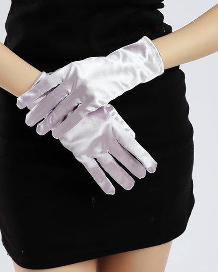 Sahabowi Satin Gloves Formal Bridal Banquet Party Wedding Opera Solid Colorful Mitten For Women