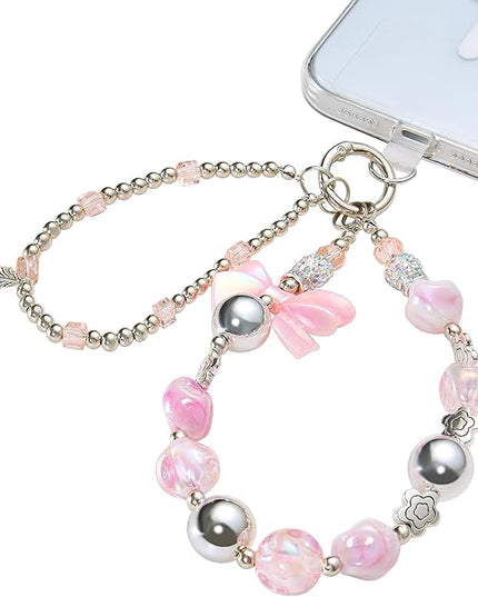 Phone Charms Strap Wrist Chain Bracelet Phone Strap Detachable Anti Theft Anti-Fall Safety Hands-Free(2xPads) Fit Apple&Most Smartphones