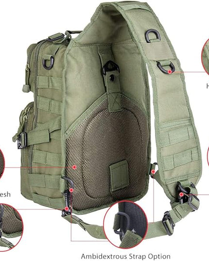 hopopower Tactical Sling Bag, Sport Bag Military Rover Shoulder Backpack EDC Assault Range Bag, Chest Pack Handbag Waterproof
