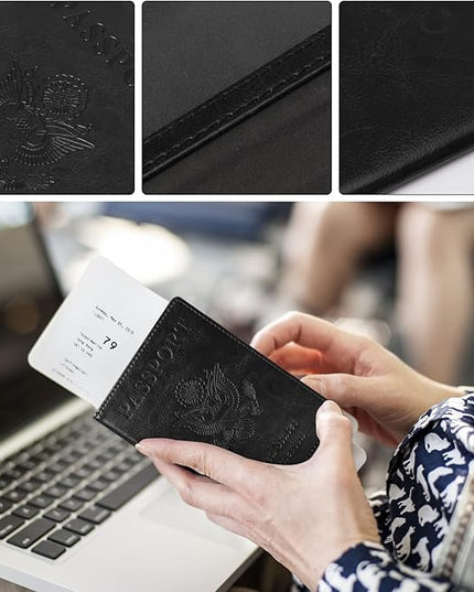 TIGARI Passport Holder for Travel Women Men, Valentines Day Gifts PU Leather Wallet Cover Case Sleeve, Waterproof Protected Document Organizer, Vacation Plane Cruise Travel Essentials