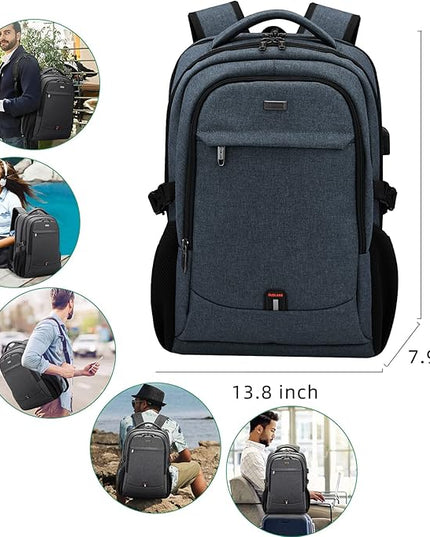 DUSLANG 17 Inch Travel Laptop Backpack Water Resistant College Backpack for Men Laptop Bag with USB Charging Port,Dark Grey