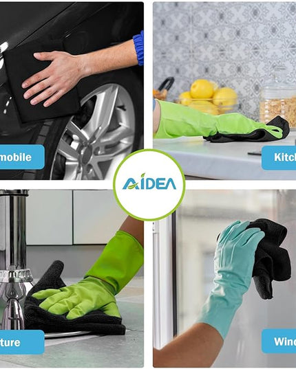 AIDEA Microfiber Cleaning Cloth Black 50PK, Microfiber Towels for Cars, Premium Car Cloths, Dusting Cloth Lint Free Cleaning Rags for SUVs, House, Kitchen, Window, Workshops,11.5×11.5"