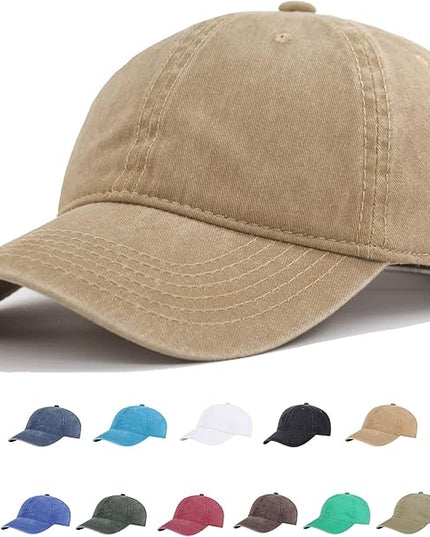 YEANIY Vintage Washed Cotton Plain Baseball Caps Adjustable Unstructured Soft Blank Casual Dad Ball Hats for Men Women