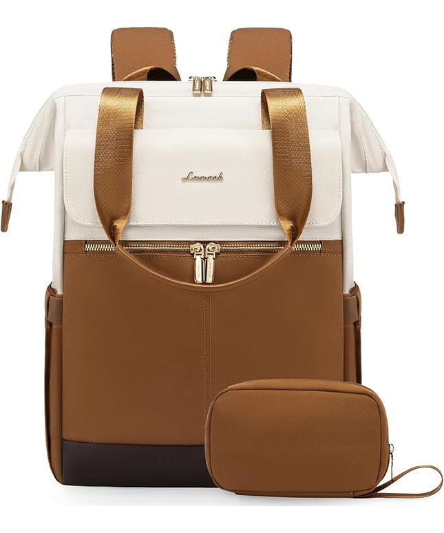 LOVEVOOK Laptop Backpack for Women, 15.6 Inch Work Laptop Bag with USB Port, Fashion Teacher Nurse Backpack Purse, Waterproof Travel Computer Backpack with Organizer Bag, 2PCS