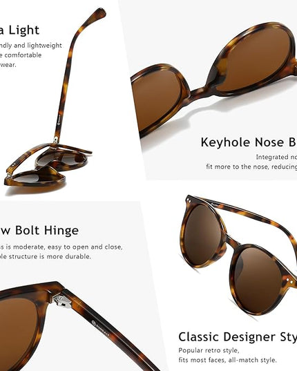 SUNGAIT Classic Vintage Round Polarized Sunglasses for Women Men Retro Style UV400