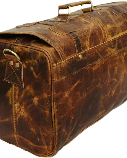 Urban Dezire Leather Duffel Travel Gym Overnight Weekend Leather Bag Sports Cabin
