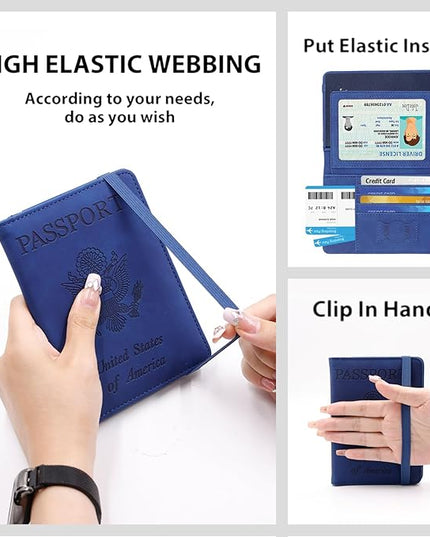 Melsbrinna Rfid Passport Holder for Travel women/Men, Cute Passport Wallet Rfid Blocking Card Slots, Rfid Passport Cover/CaseTravel Wallet, Passport Book Holder (1, Blue5)