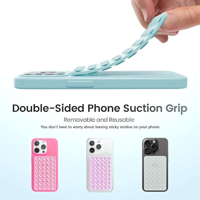 Silicone Double-Sided Suction Phone Case Detachable Mount, ASMR/Fidget Sticky Phone Grip Hands-Free Accessories for Selfies & Videos, Trending TikTok items for iphone & Android (3.74"x2.2", Hot pink)