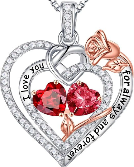 Iefil Christmas Gifts for Wife Women - 925 Sterling Silver Double Birthstone Necklace, Anniversary Birthday Gifts for Women, Jewelry Gift for Wife Girlfriend Mom Her