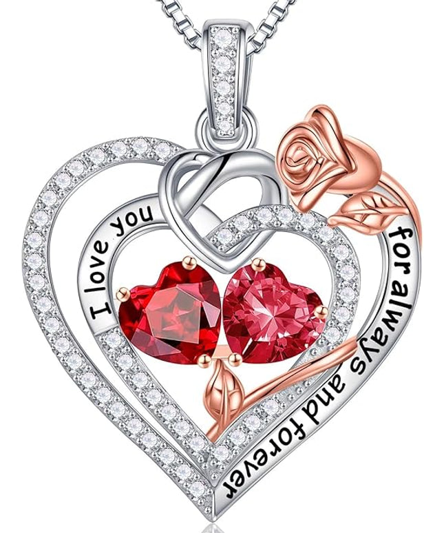 Iefil Christmas Gifts for Wife Women - 925 Sterling Silver Double Birthstone Necklace, Anniversary Birthday Gifts for Women, Jewelry Gift for Wife Girlfriend Mom Her