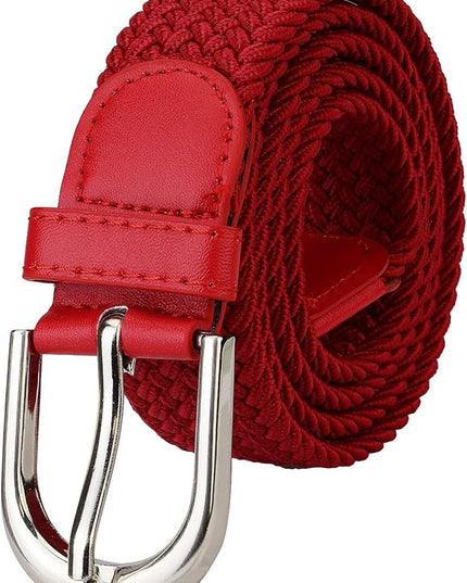 Falari Men Women Multicolored Elastic Stretch Braided Belt Canvas Fabric Woven No Holes Belt