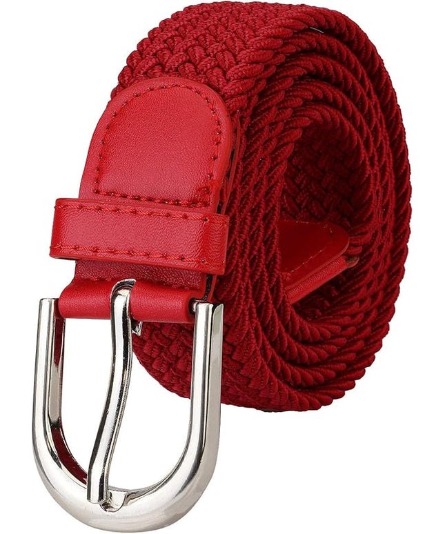 Falari Men Women Multicolored Elastic Stretch Braided Belt Canvas Fabric Woven No Holes Belt