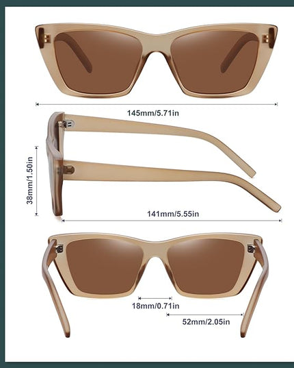 WOWSUN Narrow Small Vintage Polarized Cat Eye Sunglasses for Women