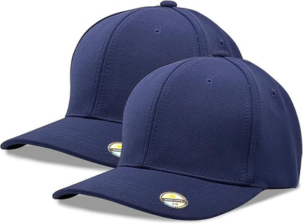[2 Pack] Hybrid Stretch-Fitted Trucker Cap, Baseball Cap with Air Mesh