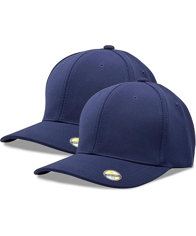 [2 Pack] Hybrid Stretch-Fitted Trucker Cap, Baseball Cap with Air Mesh