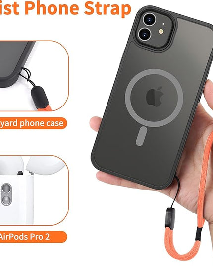 CACOE Phone Lanyard 2 Pcs-1 Pcs Adjustable Neck Strap, 1 Pcs Wrist Strap, 2 Pads, Universal Crossbody Multifuctional Cell Phone Lanyards Compatible with Most Smartphones(Orange)