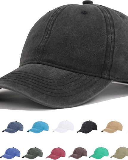 YEANIY Vintage Washed Cotton Plain Baseball Caps Adjustable Unstructured Soft Blank Casual Dad Ball Hats for Men Women