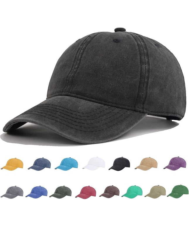 YEANIY Vintage Washed Cotton Plain Baseball Caps Adjustable Unstructured Soft Blank Casual Dad Ball Hats for Men Women