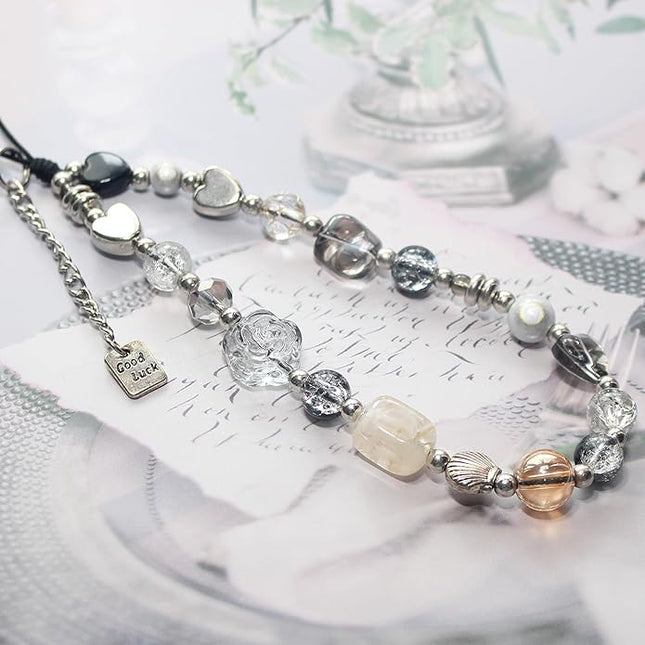 Beaded Camera Wrist Strap, Cute Phone Charms Strap, Pearl Bracelet Wrist Strap, Phone Keychain Decoration for Wallet