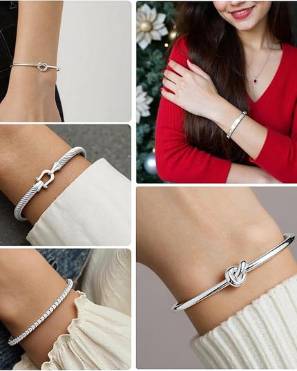 18 K Gold Plated Love Bangle Bracelet Stack Cuff Jewelry for Women Jewelry Set for Women Gift with Box