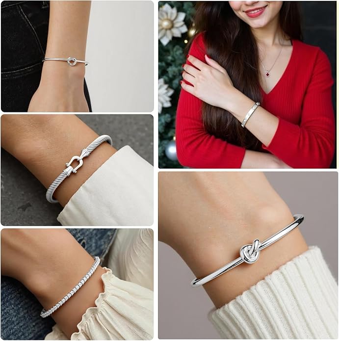 18 K Gold Plated Love Bangle Bracelet Stack Cuff Jewelry for Women Jewelry Set for Women Gift with Box