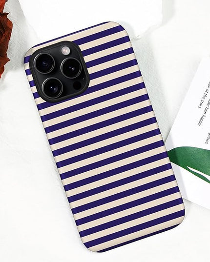 Magnetic for iPhone 14 Pro Max Case Cute Stripes Phone Case, Shockproof Slim TPU and Hard PC Protective Phone Cover Compatible with MagSafe Designed for Women Girls, Blue&Apricot