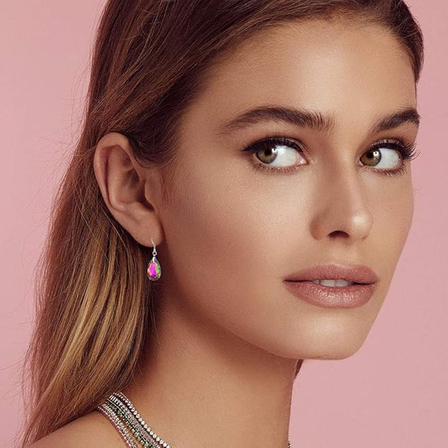 Teardrop Austrian Crystal Drop Dangle Earrings for Women 925 Sterling Silver Hook Hypoallergenic Jewelry
