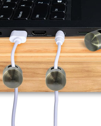 10 Sets Charger Holders for Cords, Antique Copper Color Adjustable Cable Anchor Holders, Adhesive Metal Cord Clips, Cable Management Wire Organizers for Desk, Office, Nightstand