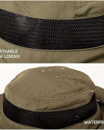 Oversized XL XXL Waterproof Sun Hat for Big Heads Mesh Bucket Hat Wide Brim Adjustable Packable Hiking Beach Fishing
