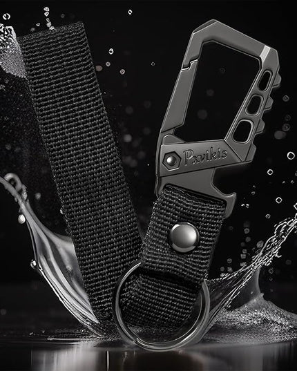 Metal heavy duty key chain carabiner clip bottle opener wrist lanyard ring car key fob unisex for men and women