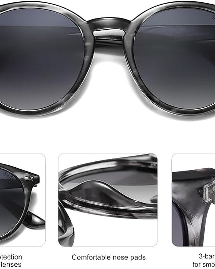SOJOS Retro Round Polarized Sunglasses for Women Men Classic Vintage Sunnies SJ2069