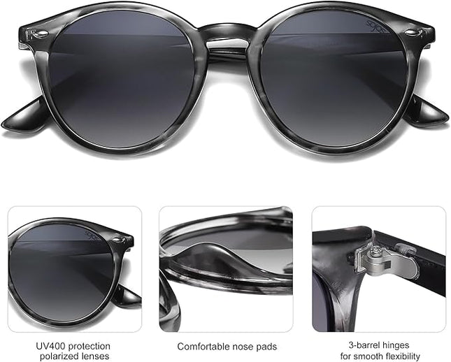 SOJOS Retro Round Polarized Sunglasses for Women Men Classic Vintage Sunnies SJ2069