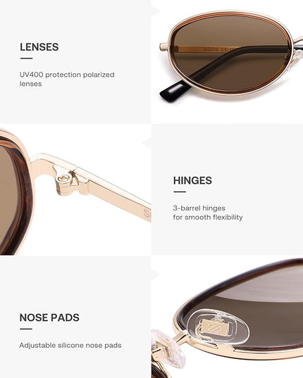 SOJOS Trendy Oval Polarized Sunglasses for Women Men, 80s 90s Chic Retro Vintage Sunnies SJ1248