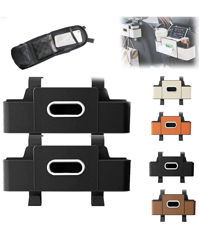 Car Organizers and Storage Box, Car Organizers and Storage Box Behind Set, 4 in 1 Multifunctional Cars Organizer and Storage Back Seat for Hold Phone, Drinks, Handbag, Universal Fit (black*2)